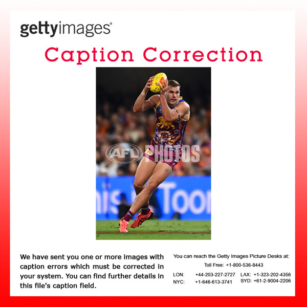 CAPTION CORRECTION: AFL 2023 Round 10 - Brisbane v Gold Coast - A-1594743